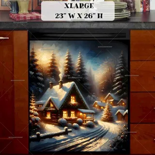 Preview of Country Christmas Cottages magnet in Extra Large size.