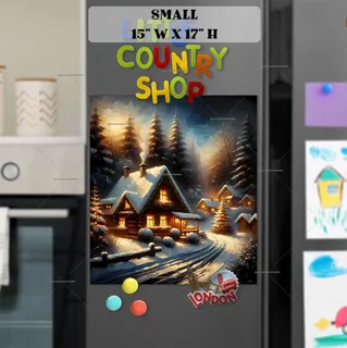 Preview of Country Christmas Cottages magnet in Small size.
