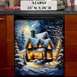 Preview of Christmas Evening at the Farmhouse magnet in Extra Large size.