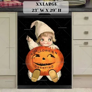 Preview of Vintage Halloween Kid and Pumpkin magnet in XX Large size.