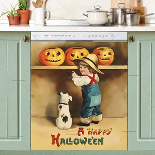 Preview of Vintage Halloween Pumpkin Picking magnet.