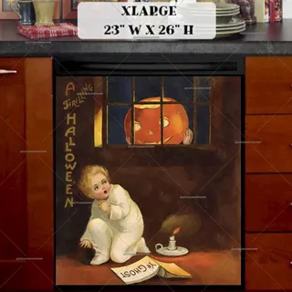 Preview of Vintage Halloween Scared Kid magnet in Extra Large size.