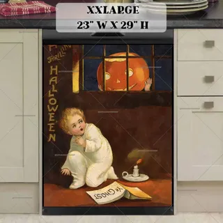 Preview of Vintage Halloween Scared Kid magnet in XX Large size.