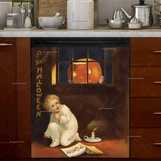 Preview of Vintage Halloween Scared Kid magnet.