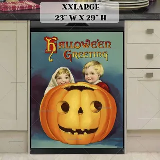 Preview of Vintage Halloween Kids and Pumpkin magnet in XX Large size.
