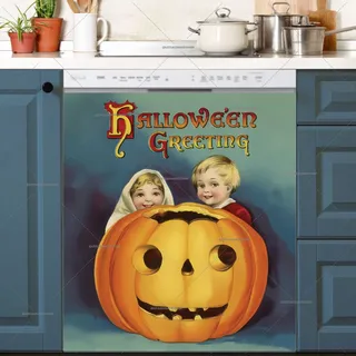 Preview of Vintage Halloween Kids and Pumpkin magnet.