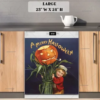 Preview of Vintage Halloween Kid and Jack-O-Lantern magnet in Large size.