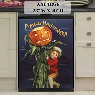 Preview of Vintage Halloween Kid and Jack-O-Lantern magnet in XX Large size.