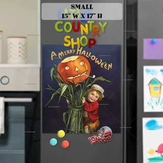 Preview of Vintage Halloween Kid and Jack-O-Lantern magnet in Small size.