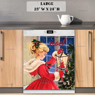 Preview of Vintage Christmas Girl magnet in Large size.