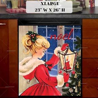 Preview of Vintage Christmas Girl magnet in Extra Large size.