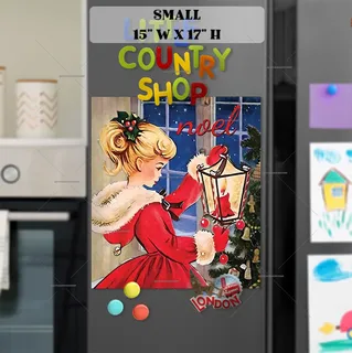 Preview of Vintage Christmas Girl magnet in Small size.