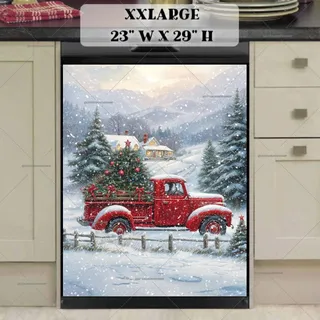 Preview of Red Christmas Farmhouse Truck magnet in XX Large size.