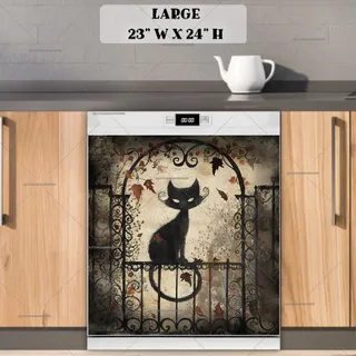 Preview of Whimsical Cat on the Fence magnet in Large size.