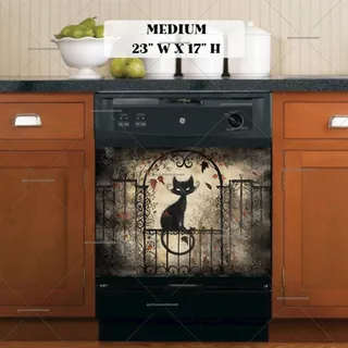 Preview of Whimsical Cat on the Fence magnet in Medium size.
