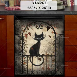 Preview of Whimsical Cat on the Fence magnet in Extra Large size.