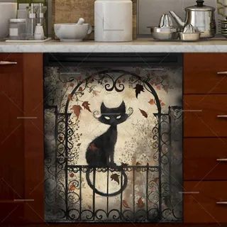 Preview of Whimsical Cat on the Fence magnet.
