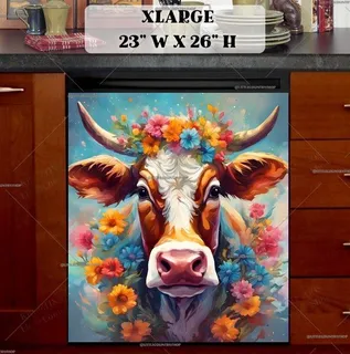 Preview of Pretty Farmhouse Cow magnet in Extra Large size.