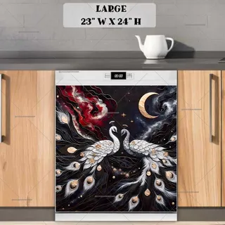 Preview of White Peacock Couple magnet in Large size.