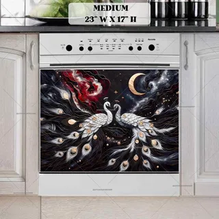 Preview of White Peacock Couple magnet in Medium size.
