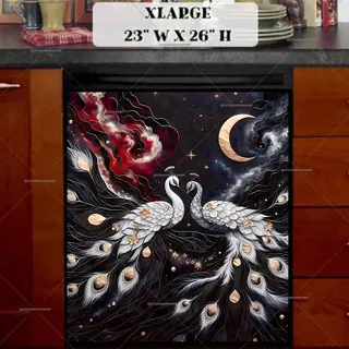 Preview of White Peacock Couple magnet in Extra Large size.