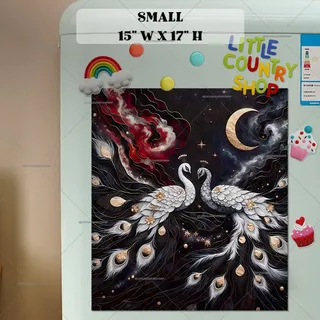 Preview of White Peacock Couple magnet in Small size.