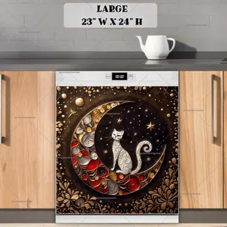 Preview of Abstract Cat on the Moon magnet in Large size.