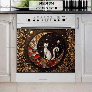 Preview of Abstract Cat on the Moon magnet in Medium size.