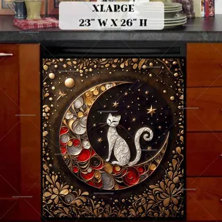 Preview of Abstract Cat on the Moon magnet in Extra Large size.