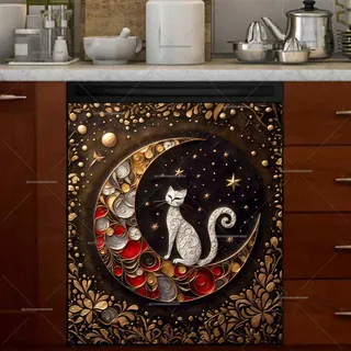 Preview of Abstract Cat on the Moon magnet.