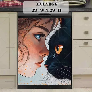 Preview of Girl and a Black Cat magnet in XX Large size.