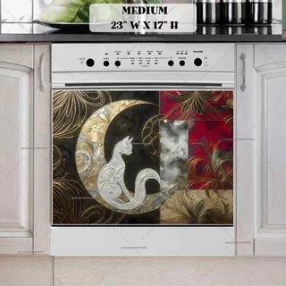 Preview of Abstract Grey Cat on the Moon magnet in Medium size.