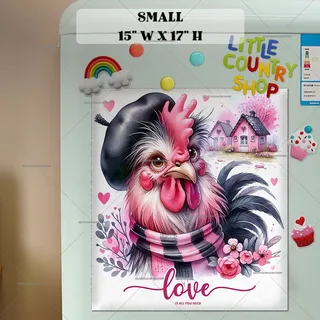 Preview of Valentine’s Day Rooster magnet in Small size.
