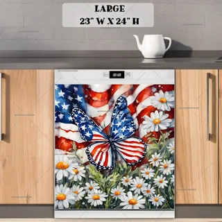 Preview of USA Flag with Butterfly magnet in Large size.