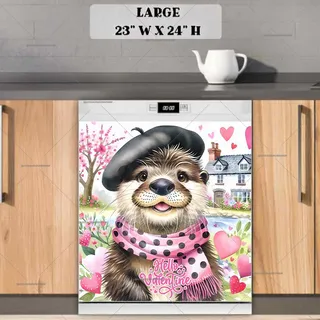 Preview of Valentine’s Day Otter magnet in Large size.
