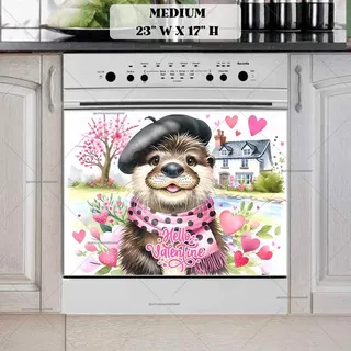 Preview of Valentine’s Day Otter magnet in Medium size.