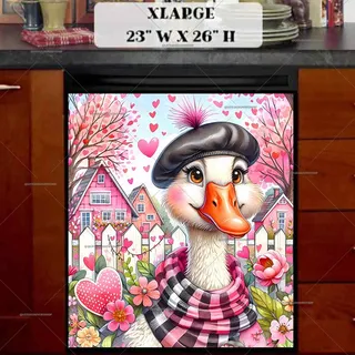 Preview of Valentine’s Day Goose in Love magnet in Extra Large size.