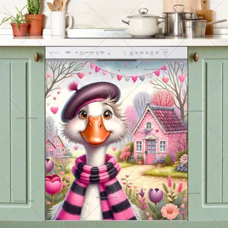 Preview of Valentine’s Day Goose at the Cottage magnet.