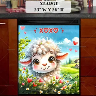 Preview of Valentine’s Day Cute Sheep magnet in Extra Large size.
