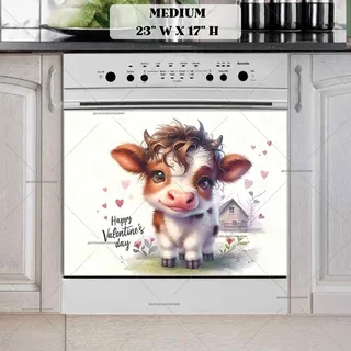 Preview of Valentine’s Day Baby Cow magnet in Medium size.
