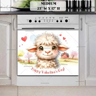 Preview of Cute Valentine’s Day Lamb magnet in Medium size.