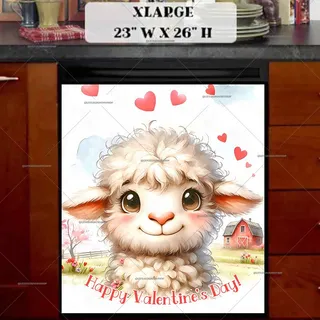 Preview of Cute Valentine’s Day Lamb magnet in Extra Large size.