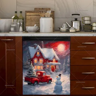 Preview of Christmas Red Truck at the Cottage magnet.