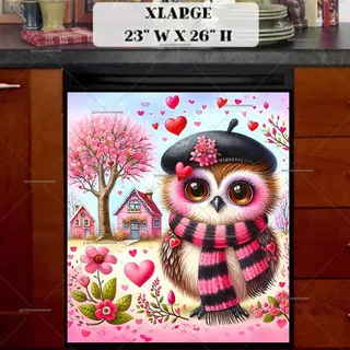 Preview of Valentine’s Day Owl magnet in Extra Large size.
