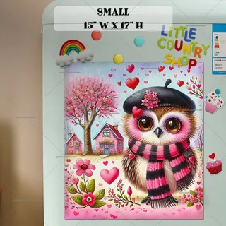 Preview of Valentine’s Day Owl magnet in Small size.