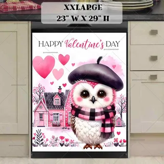 Preview of Valentine’s Day White and Pink Owl magnet in XX Large size.
