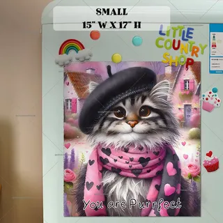 Preview of Valentine’s Day Cat magnet in Small size.