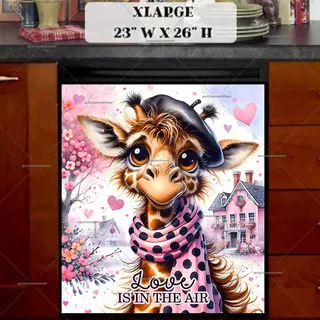 Preview of Valentine’s Day Giraffe magnet in Extra Large size.