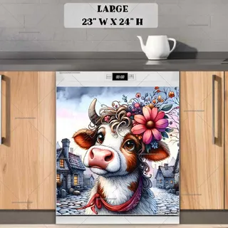 Preview of Cute Spring Cow magnet in Large size.