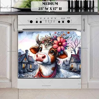 Preview of Cute Spring Cow magnet in Medium size.